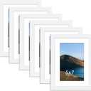 PEALSN 5x7 Picture Frame Set of 6, Display Pictures 4x6 with Mat or 5x7 without Mat for Wall Mounting or Table Top Display, Photo Frames Collage for Wall Decor, White