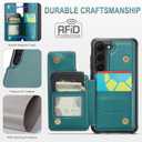 Vinich for Samsung Galaxy S23 Wallet Case with Card Holder, RFID Blocking Credit Slots Kickstand Shockproof Phone Cover Fit for Galaxy S23 6.1" Bluish Green