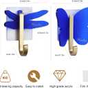 2 x Kitchen Hooks, Tool-Free Adhesive Wall Hook Hanging - Dragonfly Butterfly 4 Color Acrylic (Frosted) Family, Suermarket, Restaurant, Coffee Shop, Office, Two-Tier Wings Gold Hooks8Pack