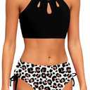 Girls Swimsuit 2 Piece Bathing Suit Tankini Adjustable Straps Cut Out Swimwear Size 9-16Y (9-10 Years)