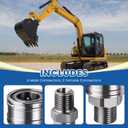 M16-M14 Hydraulic Attachment Quick Fittings (Straight Through Unvalved Coupler) Compatible with Mini Excavator Hydraulic (4 Male and 2 Female Connectors)