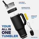 Frost Buddy Thicc Buddy - 40 oz Stainless Steel Vacuum Insulated Tumbler with Lid and Straw for Water - Travel Mug Cupholder Friendly - Gifts for Women Men Him Her (Black)