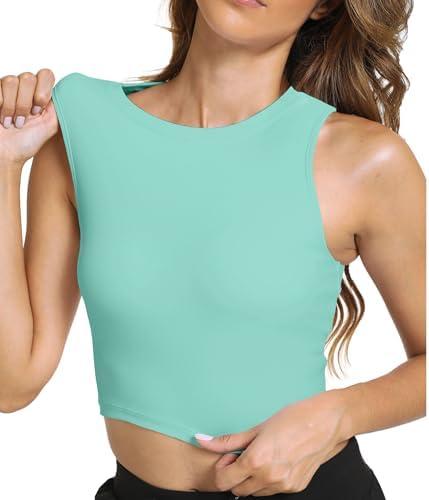Sports Bras for Women Removable Padded Athletic Yoga Running Crop Tops Sleeveless Gym Workout Tops.M