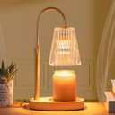 Candle Warmer Lamp - Dimmable Wax Melt Warmer with Amber Lampshade and 2 Bulbs for House Warming, Bedroom Decor