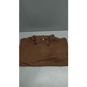 Womens Tops Waffle Knit V-Neck Long Sleeve T-shirts Button Down with Pockets Tunic Fashion Clothing Size XL