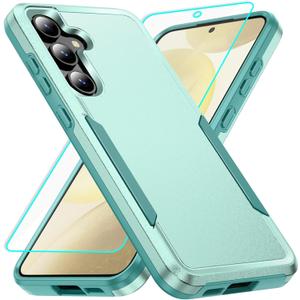 for Galaxy S24 case with Screen Protection: Heavy Duty Protective Shockproof and Scratch Proof Cell Phone case for Samsung Galaxy S24-Green