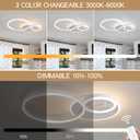 O'NEELDY Modern 3 Ring LED Chandelier Lamp Fixture White 25.59''Dimmable Acrylic Flush Mount Ceiling Lights with Remote Control Ideal for Small Room, Kitchen, Bedroom
