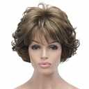 Aimole Short Curly Synthetic Wigs Full Capless Hair Women's Thick Wig for Everyday 12TT26 (Light Reddish Golden Brown with Bright Golden Blonde Highlighted)