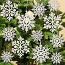 36pcs Snowflakes-Christmas Tree Decorations, Snowflake Ornaments for Tree, Plastic Glitter White Snow Flakes Ornaments, Christmas Indoor Winter Wonderland Decor