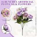 Crowye 16 Bundles Artificial Peony Silk Flower Hydrangea Fake Peony Bouquet Elegant Faux Flowers with Stems for Wedding Table Centerpiece Party Home DIY Decoration (Purple)