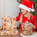 Dlyrroba Reversible Newspaper Christmas Wrapping Paper Jumbo Roll - Vintage Holiday Gift Wrap with Metallic Foil Shine Gold Xmas Design for Women Men Kids Holiday Winter Celebration (Kraft - Santa Claus, 17 Inches X 16.5 Feet)