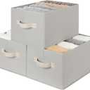 StorageWorks Storage Baskets for Shelves, Fabric Storage Bins, Closet Organization and Storage Baskets, Organizer Bins for Clothes, Light Gray, Large, 3-Pack