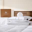 Pacific Coast Bed Pillow, Luxury Hotel Collection Goose Feather and Down Firm Pillow for Sleeping with Classic Diamond Pattern (Standard (Pack of 2))