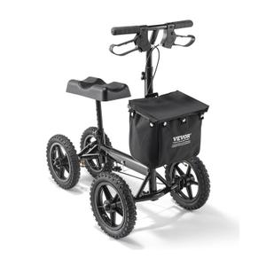 VEVOR Knee Scooter, Foldable & Height-Adjustable Steerable Knee Walker, Aluminum Leg Recovery Scooter with 12" All-Terrain Wheels, Dual Brakes, Ideal for Broken Ankle Foot Injuries, 350LBS