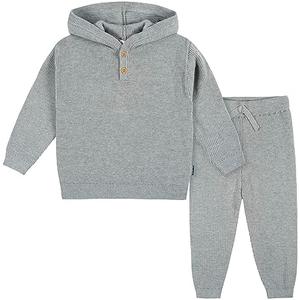 Gerber Baby & Toddler Boys' Sweater Knit Hooded Top and Pant Set, Size 12 Months, Grey Heather