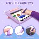 Kid-Friendly Stylus Pens for Touch Screens with Tethers - Mixoo Anti-Rolling Tablet Stylus 2 Pack for Kids, Compatible with iPad, iPhone, Tablets, Kindle and All Touch Screen Devices (Blue+Purple)