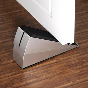 HOMOTEK Adjustable Tall Wedge Door Stopper, Heavy Duty Higher Door Stopper for Bottom of Door, Large Stainless Steel Door Stop Spring Non-Slip Rubber, Suit for Door Clearance of 0.2"-3", Silver 1Pack