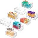 mDesign Deep Plastic Kitchen Storage Organizer Container Bin for Pantry, Cabinet, Cupboard, Shelves, Fridge, or Freezer - Holds Dry Goods, Sauces, Condiments, Drinks, Ligne Collection, 8 Pack, Clear