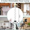 Pleated Floor Lamp, 3 Color Dimmable Floor Lamp with Remote Control, Retro Bedside Atmosphere Table Lamp for Bedroom, Living Room, (Beige)