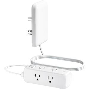 Flat Outlet Extender with Cover, Flat Plug Power Strip with 6 AC Outlets, 2000 Joules Surge Protector, 3FT Flat Extension Cord, Home Office Travel Dorm Room Essentials