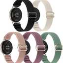 5 Pack Stretchy Watch Band Compatible with Garmin Lily 2 / Lily 2 Active, Soft Elastic Fabric Adjustable Replacement Sport Loop Straps for Garmin Lily 2 Women Men (Black/Starlight/Smoke Purple/Cactus/Milk Tea)