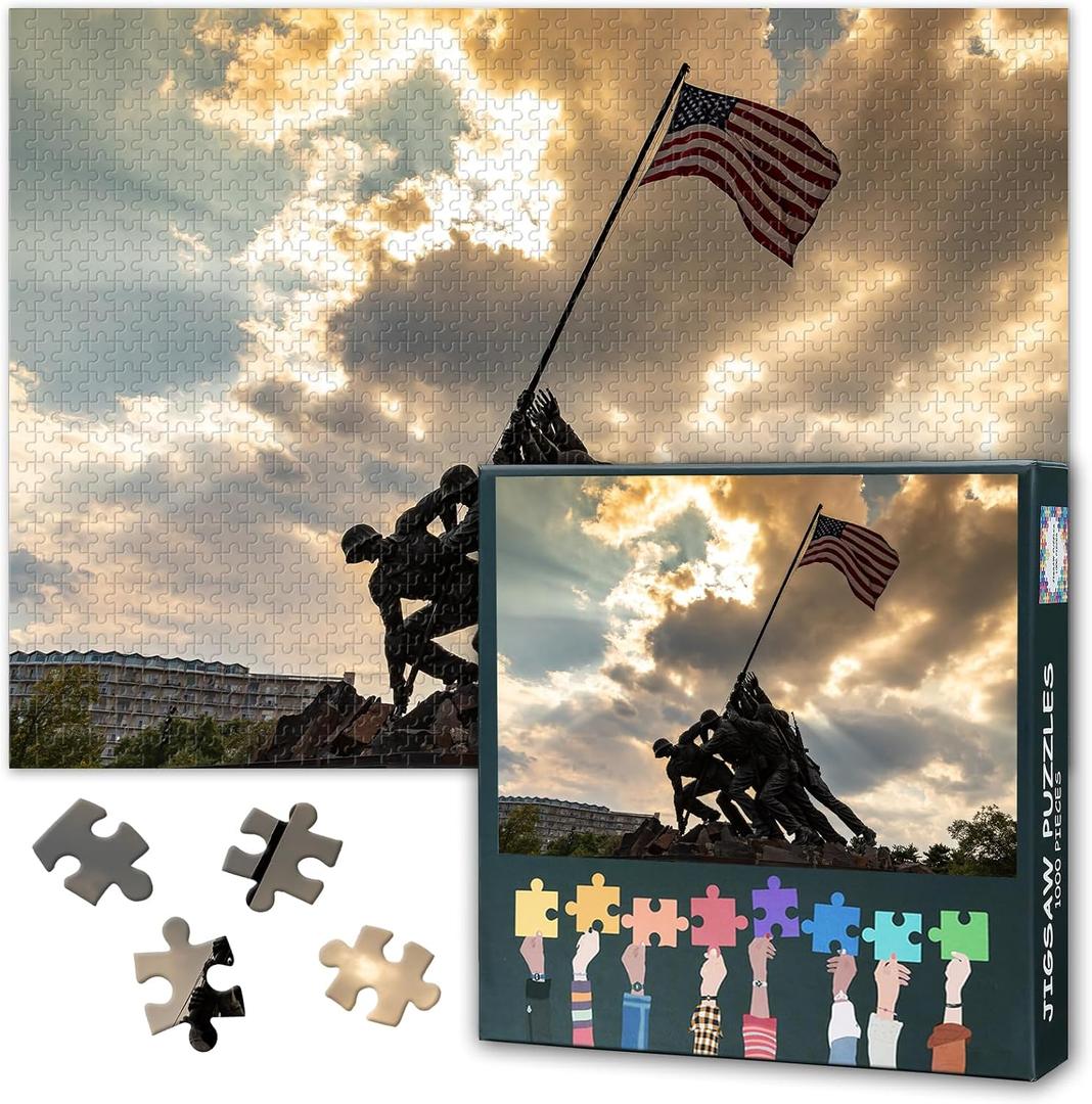 Puzzles for Adults 1000 Pieces, US Marine Corps War Memorial Jigsaw Puzzles, Arlington Virginia Adult Puzzle for Adults, Educational Fun Games or Toys for Elders Friends 20X27 INCH
