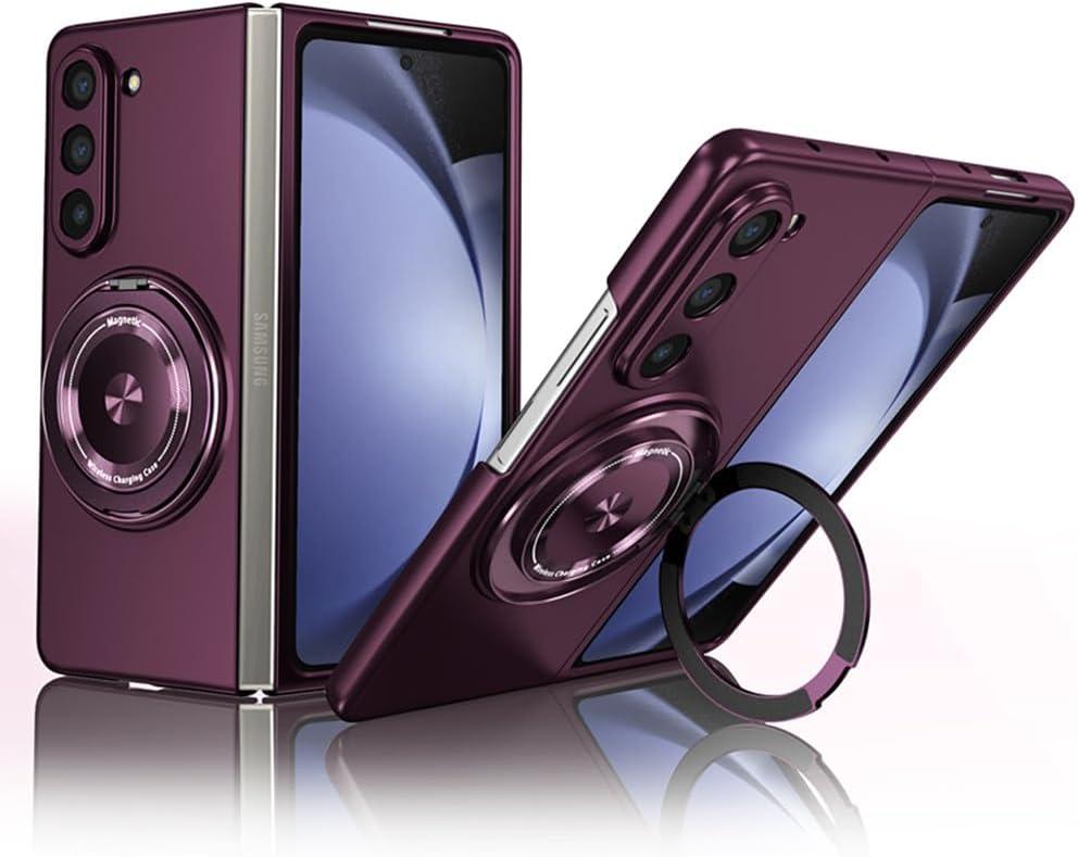 Compatible with Samsung Galaxy Z Fold 5,Magnetic Stand Ring Holder Shockproof Slim Cell Cover Protective,Phone Cover Case for Samsung Galaxy Z Fold 5 (Purple)