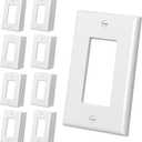 CML Mid-Size Decorator Wall Plates, 40 Pack Electrical Outlet Receptacle Covers, 1-Gang Switch Plates, Midway Size 3.18 x 5, Impact Resistant, Gloss Finish, White