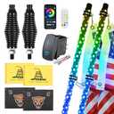 Ehaho 2 Pack 3FT Whip Lights with Spring Base,LED Whip Light with App & Remote Control, Spiral RGB Chasing Lighted Whips with Rocker Switch, Music Whip Light for UTV ATV Polaris RZR Can-Am SXS Truck