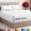 Extra Deep Queen Sheet Set - 4 Piece Breathable & Cooling Bed Sheets - Easily Fits 18 to 24 inch Mattress - Ultra Soft, Wrinkle & Fade Free w/ Extra Deep Pockets - Comfy Hotel Luxury Bedding - White