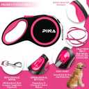 PINA Retractable Dog Leash, 26ft Dog Leash for Small Medium Large Dogs Up to 110lbs, 360 Tangle-Free Strong Reflective Nylon Tape, with Anti-Slip Handle, One-Handed Brake, Lock - Black Pink