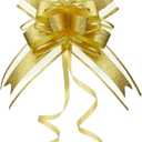 Gold Glitter Pull Bows 6 Inch 10 Pack Instant Gift Bows for Christmas, Graduation, Anniversary, Wedding Presents, Party & Holiday Wrapping