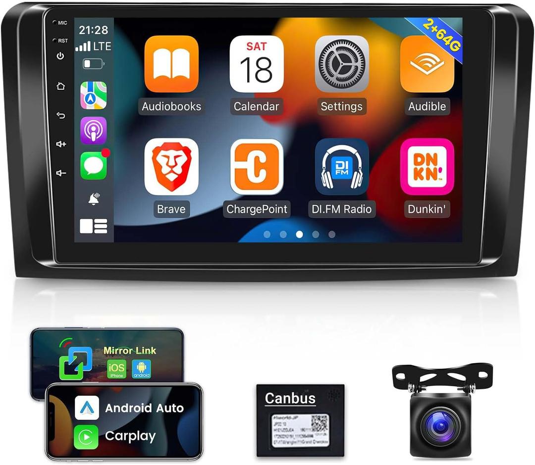 [2G+64G] Car Radio for Mercedes Benz GL ML Class W164 X164 ML350 ML500 ML280 GL320 GL350 GL450 2005-2011, Android Touch Screen Car Stereo, Carplay/Android Auto/1080P/WiFi +AHD Backup Camera