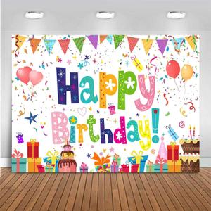 9x6ft Happy Birthday Backdrop Banner Colorful Party for Boys Girls Birthday Decorations Balloon Wall Posters Background Cake Tablecloth Photo Props Supplies BJOKAT0026