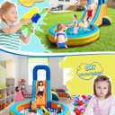 Inflatable Water Slide for Kids – 5-in-1 Blow Up Bounce House with Long Slide, Climbing Wall, Splash Pool, Water Cannon, Spray Water Spout – Backyard Toddler Water Park with 370W Blower & Storage Bag