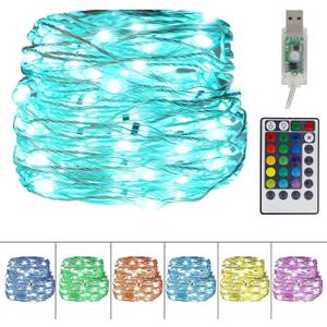 Twinkle Star Color-Changing Fairy Lights, 33Ft 100 LED Waterproof Mini String Lights Twinkle Lights, 16 Colors USB Silver Wire Lights with Adapter for Bedroom Room Garden Party Wedding Christmas Decor