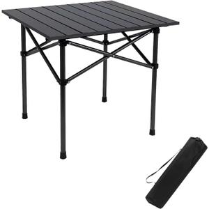 Folding Camping Table, Portable Beach Table,with Portable BagSuitable for Indoor, Outdoor, Camping, Backyard, Party, Patio, The Camping Table at The Beach (Black, 21" D x20 W x19 H) (21"D x20"W x19"H, Black)