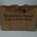 XXXXL Stainless Steel Cat Litter Box with High Sides, 29" x 21" x 14" Extra Large Cat Litter Box for Big Cats and Overweight Cats High Sides Non-Stick Easy to Clean.