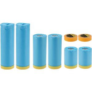 ACROPIX Masking Paper with Tape Pre-Taped Paper Film Kit with 2 Rolls of Tape 2000x55cm / 65.62ftx21.65 Blue Yellow PE Film Paper