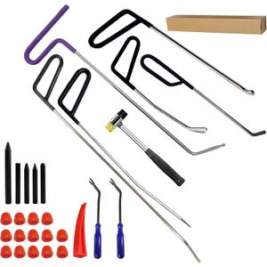 29 Pcs Paintless Dent Repair Rods, Dent Rods Removal Kit, Stainless Steel Dent Rods, Professional Hail Dent Removal Tool for Minor Dents, Door Dings and Hail Damag