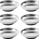6 Pieces 4.2 Round Magnetic Bowl Trays Set Stainless Steel Magnet Tool Tray Parts Holder for Screws, Sockets, Bolts, Pins, Mechanic's and Automotive