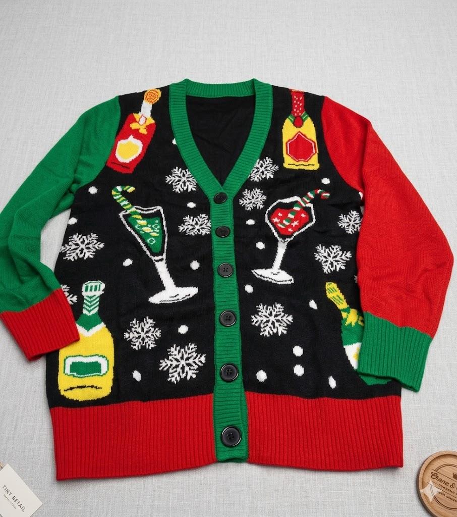 Tipsy Elves Women's Gaudy Garland Cardigan - Tacky Christmas Sweater with Ornaments Small