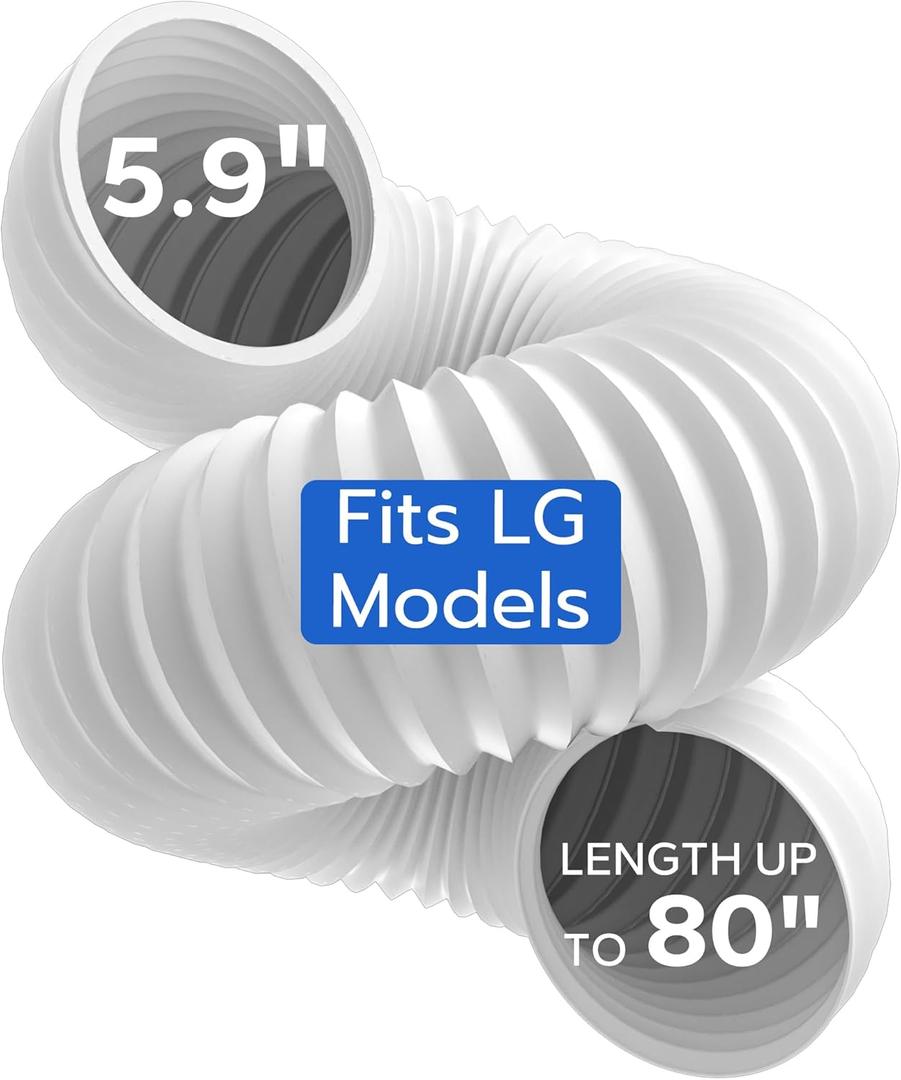 Flexible AC Exhaust Hose, 5.9" Diameter Counterclockwise AC Hose, Length to 80", Portable Air Conditioner Vent Hose Compatible with Delonghi & LG Air Conditioner Parts