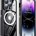 Temdan Magnetic for iPhone 14 Pro Case Waterproof,Built-in Screen Protector[IP68 Underwater][Upgrade Military Dropproof][Compatible with MagSafe] Full Body Shockproof for Phone Case 6.1'' - Black