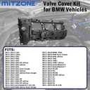 MITZONE N55 Engine Valve Cover with Gasket Bolts Kit & Oil Cap for BMW 2010-2017 335i 535i 2011-2019 X5 X3 X6 2013-2015 740i 740Li 3.0L Part# 11127570292