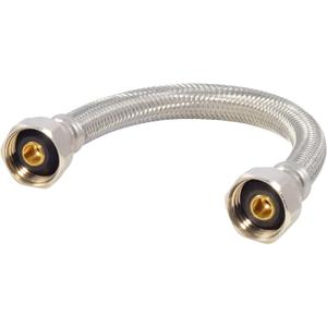 Eastman 9 Inch Steel-Flex Faucet Connector, Braided Stainless Steel Supply Line with 1/2 In. FIP Ends, 48014