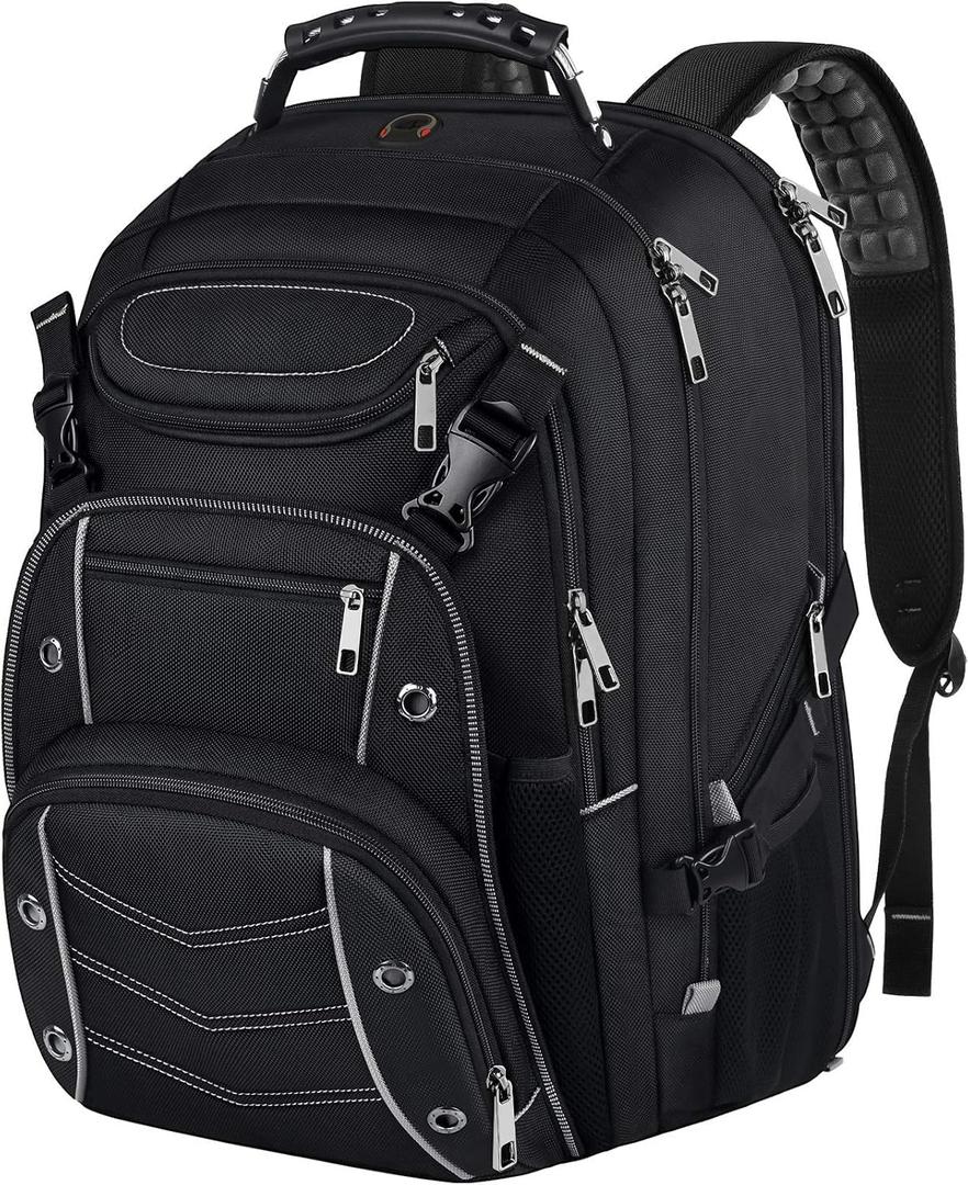 VECKUSON 18.4 Laptop Backpack for unisex, 60L Extra Large Gaming Laptops Back Bag,TSA Friendly Flight Approved and RFID Anti-Theft Pocket Heavy-duty Pack,21.3 * 15.7 * 11.8inch Grey