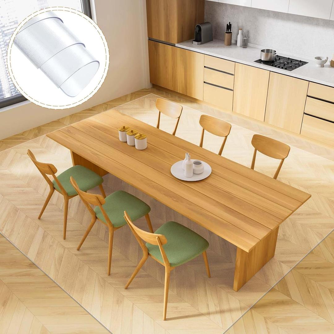 Clear Plastic Floor Mat 5.2' x 4.3' Vinyl Area Rug for Dining Table, Large Waterproof Plastic Floor Mats for Kitchen Vinyl Area Rug Carpet PVC Chair Rug for Home Laundry Office Kitchen