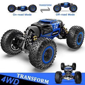 BEZGAR TD141 Remote Control Car - 1:14 Scale 4WD All-Terrains Large RC Cars for Kids, 2.4GHz Transformable Stunt Cars, Monster Truck Toys, Christmas Birthday Gifts for Boys & Girls