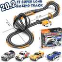 Slot Car Race Track Sets with 4 Slot Cars, Electric Race Car Track Include Slope Circular Overpass Track, Dual Racing Game Featuring Flash Bridge and Pendulum, Gifts Toys for Boys Kids Age 6 7 8-12